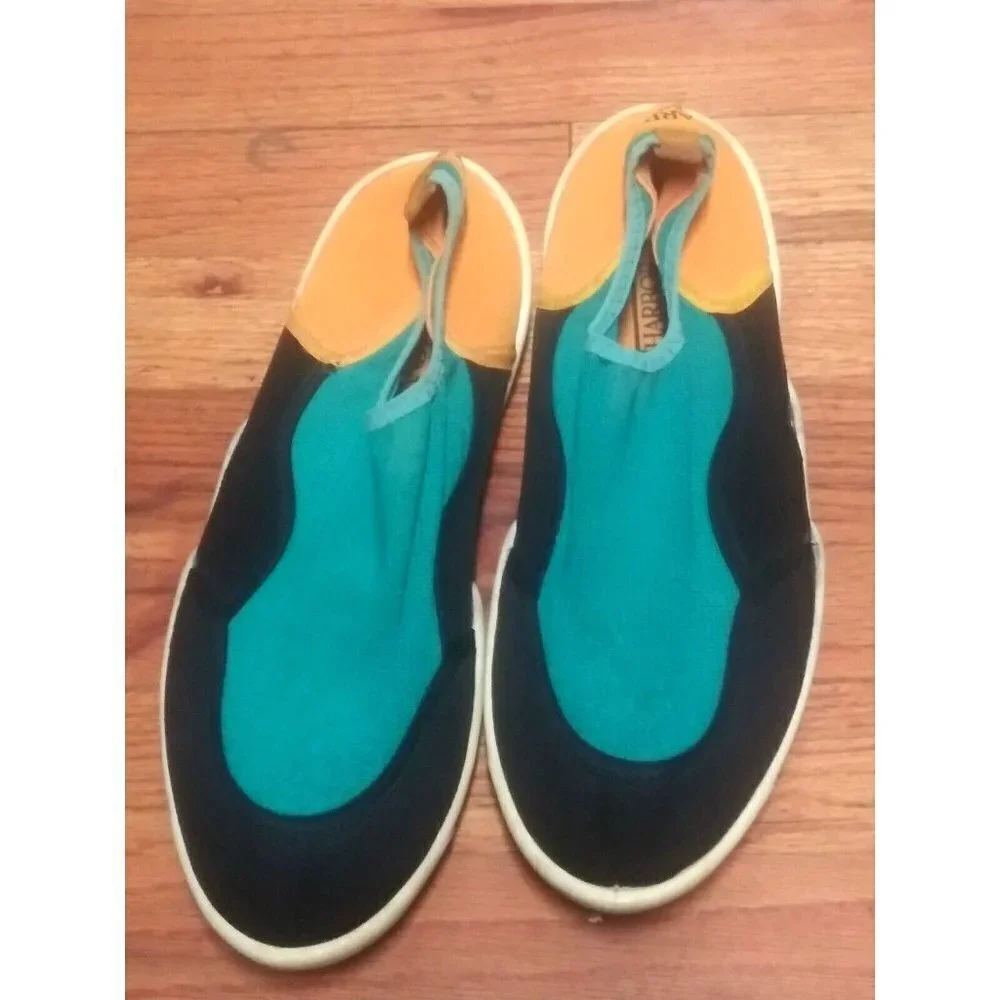 HARBOR LANDING Water Shoes Mens Size 10 Black Turquoise Blue Orange Boat Shoes